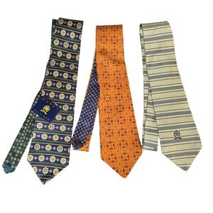 Tommy Hilfiger Silk Tie Lot of 3 Vintage Paisley Striped Geometric Crest Italy